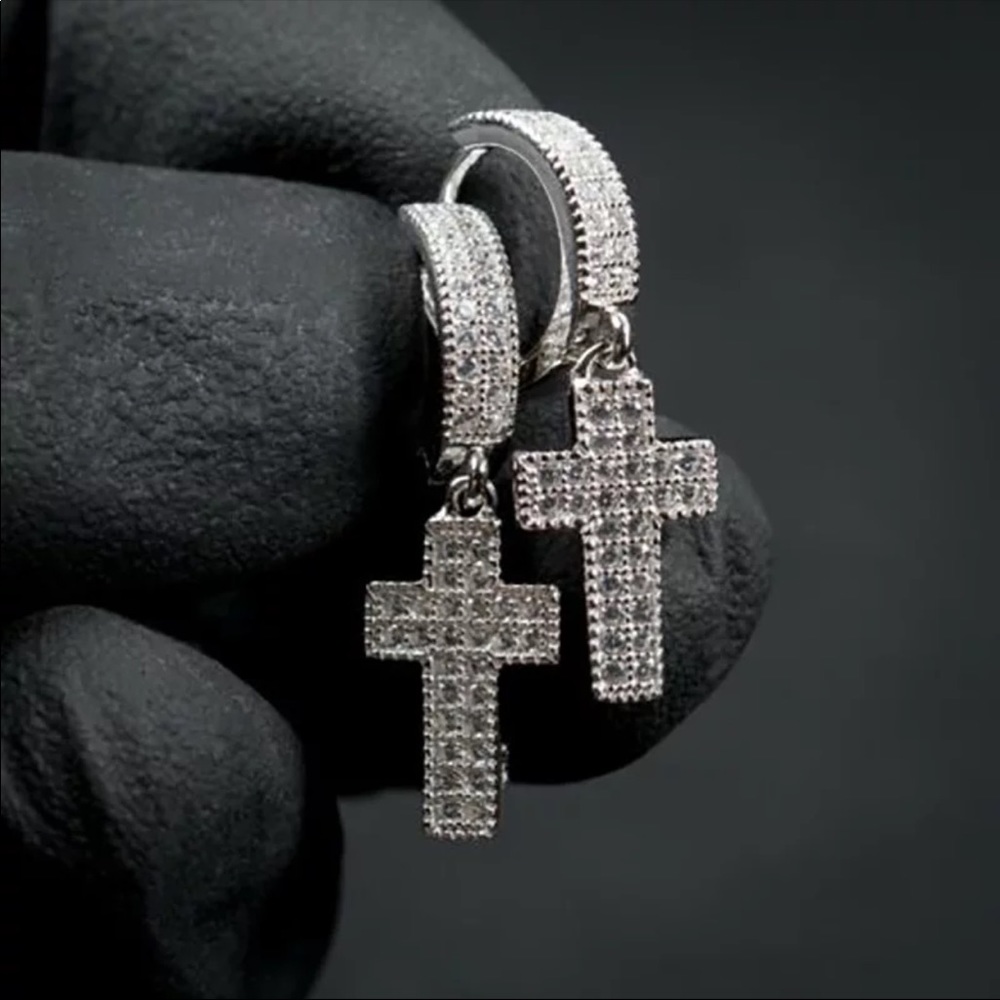 New Men’s Cross Diamond Earrings